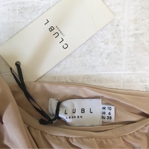 Clubl London NEW Bralette Nude Tank Bra Ruched Straps Stretch Wide Band Tan Tags - Picture 4 of 10